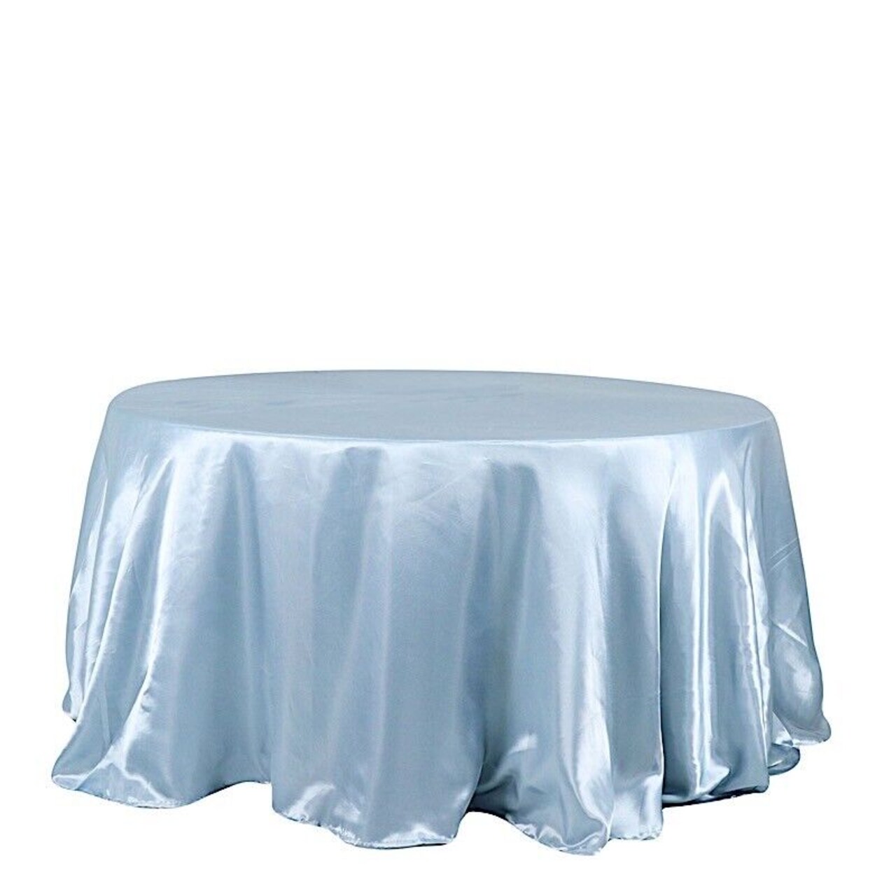 132" DUSTY BLUE Satin Round TABLECLOTH Wedding Party Table Linens
